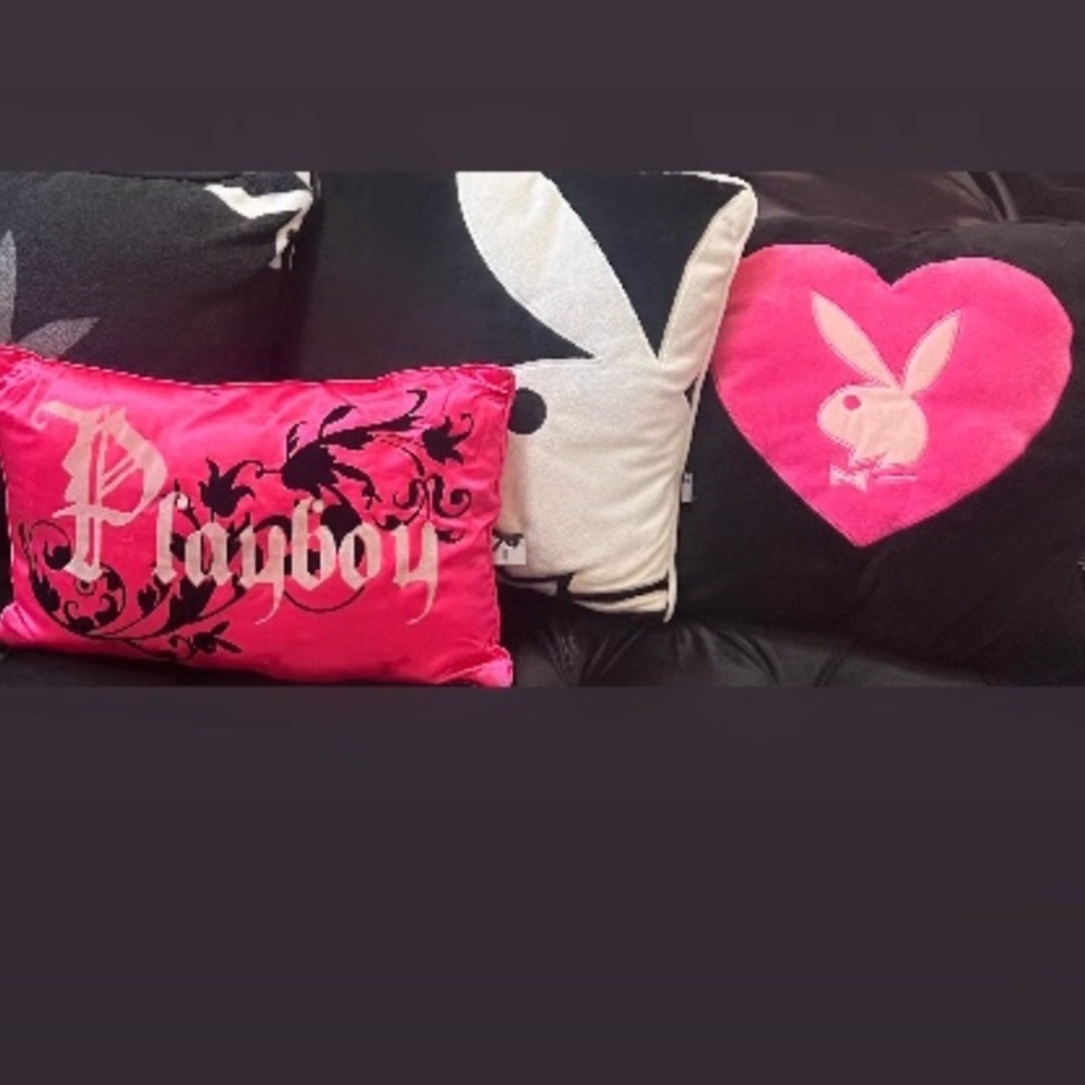 Playboy bunny pillows pink black grey white square pillows y2k rare collectors - Picture 3 of 3